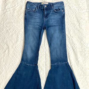 Free People Extreme Ruffle Flare Denim Jeans